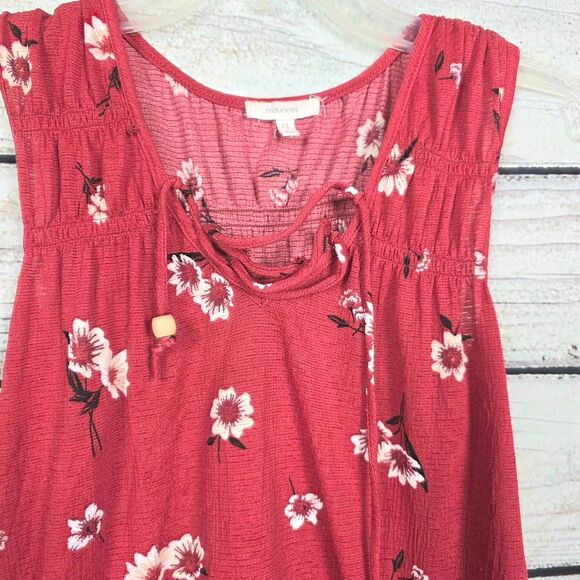 Maurices Red Floral Sleeveless Peasant Top M - Picture 2 of 5